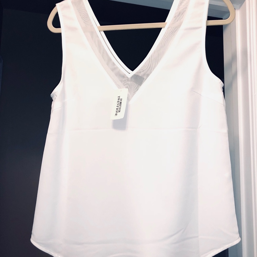 NWT silky sheer V blouse top shirt sleeveless tank